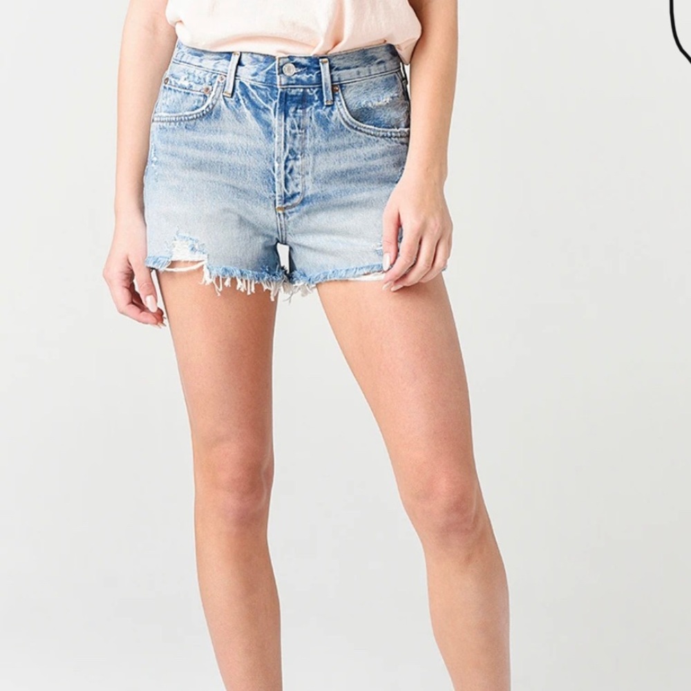 Agolde Jaden High Rise Cut Off Denim Shorts
